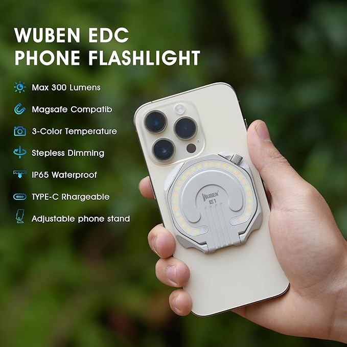 WUBEN E1 EDC Luz de selfie recarregável Luz de anel portátil